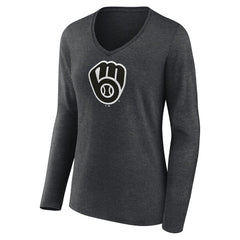 Milwaukee Brewers Women's Monochrome Long Sleeve V-Neck T-Shirt for sale