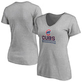 Chicago Cubs Women's Evanston Stencil V-Neck T-Shirt Online