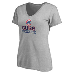 Chicago Cubs Women's Evanston Stencil V-Neck T-Shirt Online