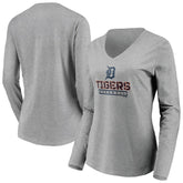 Detroit Tigers Women's Evanston Stencil Long Sleeve V-Neck T-Shirt Online