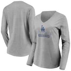 Los Angeles Dodgers Women's Evanston Stencil Long Sleeve V-Neck T-Shirt discount