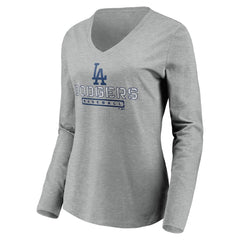 Los Angeles Dodgers Women's Evanston Stencil Long Sleeve V-Neck T-Shirt discount