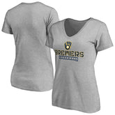 Milwaukee Brewers Women's Evanston Stencil V-Neck T-Shirt Clearance