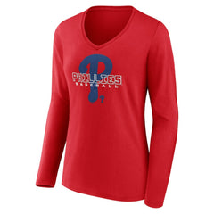 Philadelphia Phillies Women's Stellar Long Sleeve V-Neck T-Shirt Lifestyle