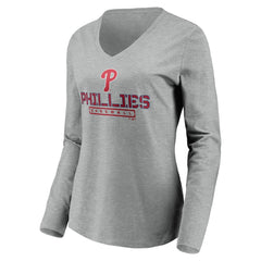 Philadelphia Phillies Women's Evanston Stencil Long Sleeve V-Neck T-Shirt Near Me