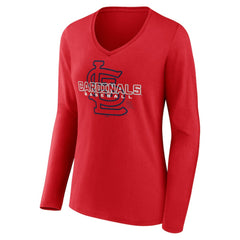 St. Louis Cardinals Women's Stellar Long Sleeve V-Neck T-Shirt Clearance