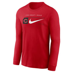 Cincinnati Reds Nike Local Logo Swoosh Lockup Long Sleeve T-Shirt Clearance