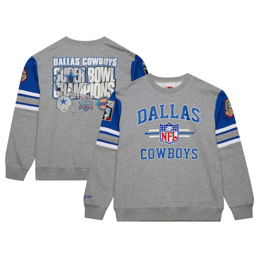 Dallas Cowboys Vintage Logo Pullover Sweatshirt Heather Gray - Mitchell & Ness