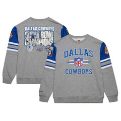 Dallas Cowboys Vintage Logo Pullover Sweatshirt Heather Gray - Mitchell & Ness