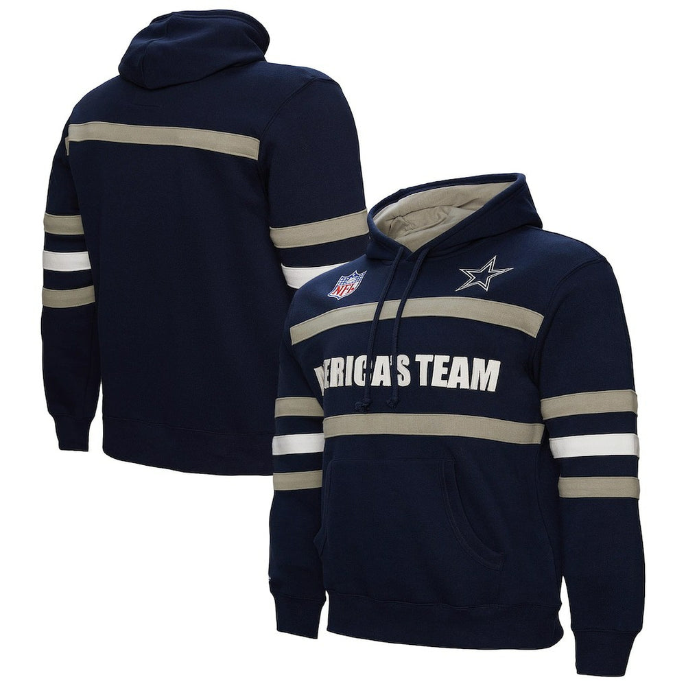 Dallas Cowboys America's Team Head Coach Pullover Hoodie Navy - Mitchell & Ness