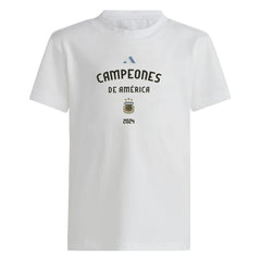 Adidas Argentina National Team Youth 2024 Copa America Champions T-Shirts - White