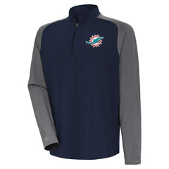 Miami Dolphins Antigua Dauntless Quarter-Zip Top Navy/Gray - NFL