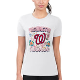Washington Nationals G-III 4Her by Carl Banks Women's Super-Slim Fit Lightweight Flowers Graphic T-Shirt On Sale