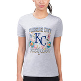 Kansas City Royals G-III 4Her by Carl Banks Women's Super-Slim Fit Lightweight Flowers Graphic T-Shirt On Sale