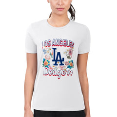 Los Angeles Dodgers G-III 4Her by Carl Banks Women's Super-Slim Fit Lightweight Flowers Graphic T-Shirt Near Me