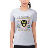 Milwaukee Brewers G-III 4Her by Carl Banks Women's Super-Slim Fit Lightweight Flowers Graphic T-Shirt Lifestyle