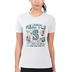 Seattle Mariners G-III 4Her by Carl Banks Women's Super-Slim Fit Lightweight Flowers Graphic T-Shirt discount
