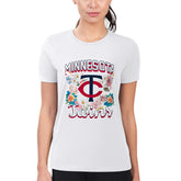 Minnesota Twins G-III 4Her by Carl Banks Women's Super-Slim Fit Lightweight Flowers Graphic T-Shirt On Sale