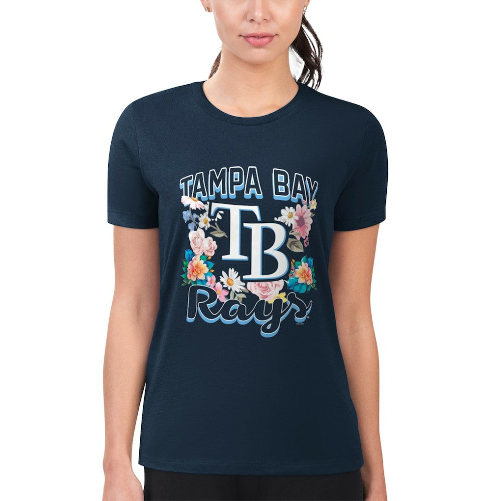 Tampa Bay Rays G-III 4Her by Carl Banks Women's Super-Slim Fit Lightweight Flowers Graphic T-Shirt On Sale