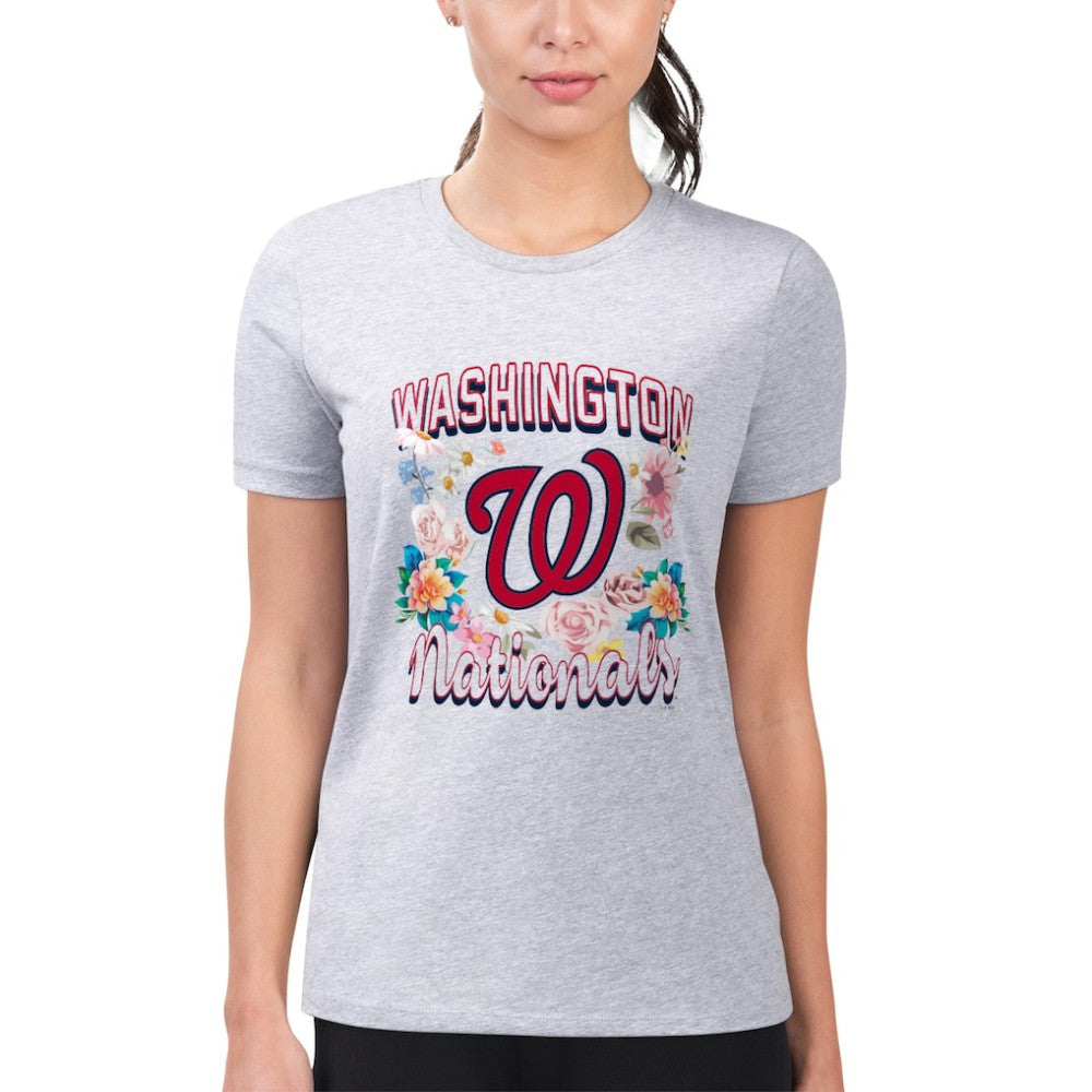 Washington Nationals G-III 4Her by Carl Banks Women's Super-Slim Fit Lightweight Flowers Graphic T-Shirt Sale