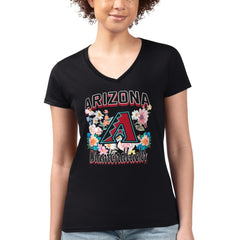 Arizona Diamondbacks G-III 4Her by Carl Banks Women's Super-Slim Fit Lightweight Flowers Graphic V-Neck T-Shirt for sale