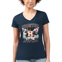 Houston Astros G-III 4Her by Carl Banks Women's Super-Slim Fit Lightweight Flowers Graphic V-Neck T-Shirt Near Me