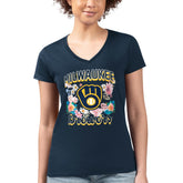 Milwaukee Brewers G-III 4Her by Carl Banks Women's Super-Slim Fit Lightweight Flowers Graphic V-Neck T-Shirt Near Me