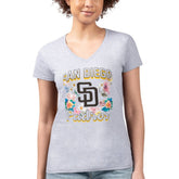 San Diego Padres G-III 4Her by Carl Banks Women's Super-Slim Fit Lightweight Flowers Graphic V-Neck T-Shirt for sale