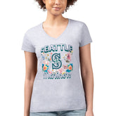 Seattle Mariners G-III 4Her by Carl Banks Women's Super-Slim Fit Lightweight Flowers Graphic V-Neck T-Shirt Sale