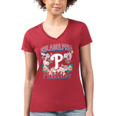 Philadelphia Phillies G-III 4Her by Carl Banks Women's Super-Slim Fit Lightweight Flowers Graphic V-Neck T-Shirt On Sale