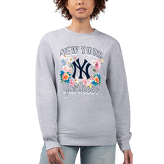 New York Yankees G-III 4Her by Carl Banks Women's Flowers Graphic Pullover Sweatshirt Sale