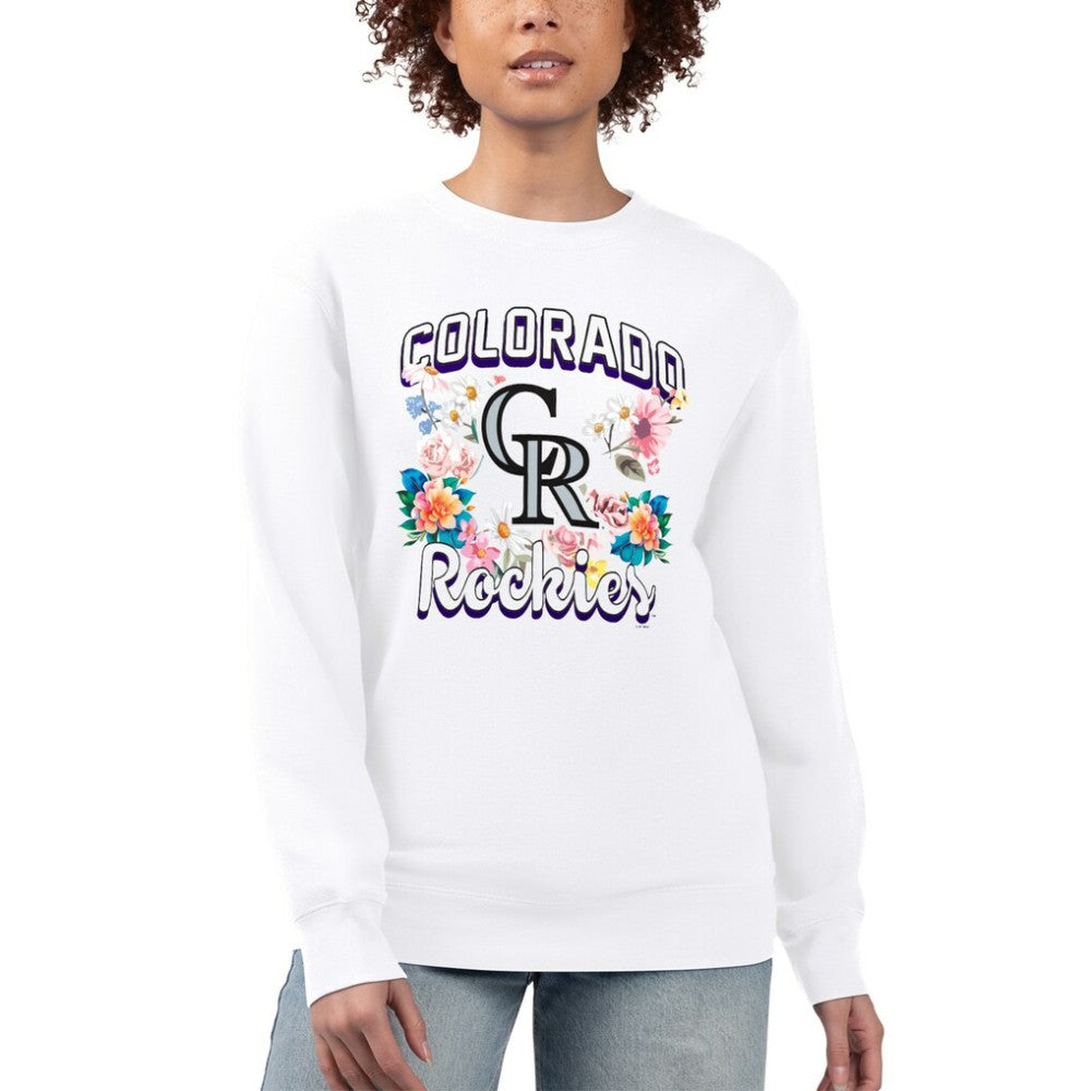 Colorado Rockies G-III 4Her by Carl Banks Women's Flowers Graphic Pullover Sweatshirt On Sale