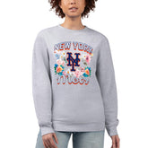 New York Mets G-III 4Her by Carl Banks Women's Flowers Graphic Pullover Sweatshirt On Sale