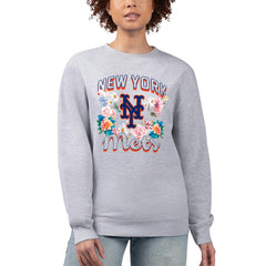 New York Mets G-III 4Her by Carl Banks Women's Flowers Graphic Pullover Sweatshirt On Sale