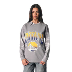 NBA - Golden State Warriors The Wild Collective Women's Bleached Tie-Dye Pullover Sweatshirt - Heather Gray