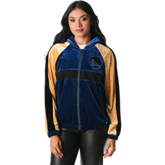 NBA - Golden State Warriors The Wild Collective Women's Velour Full-Zip Track Jacket Hoodie - Blue