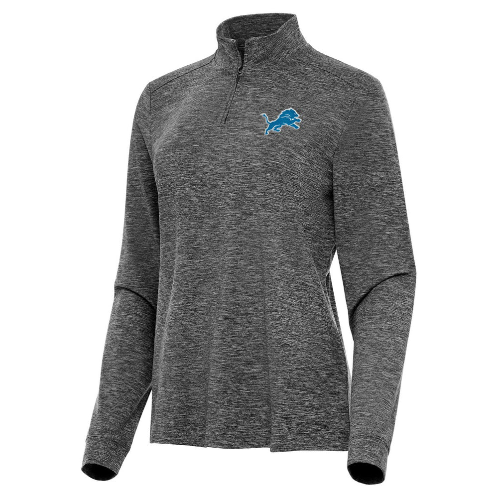 Detroit Lions Antigua Women's Mentor Quarter-Zip Jacket Heather Black - NFL