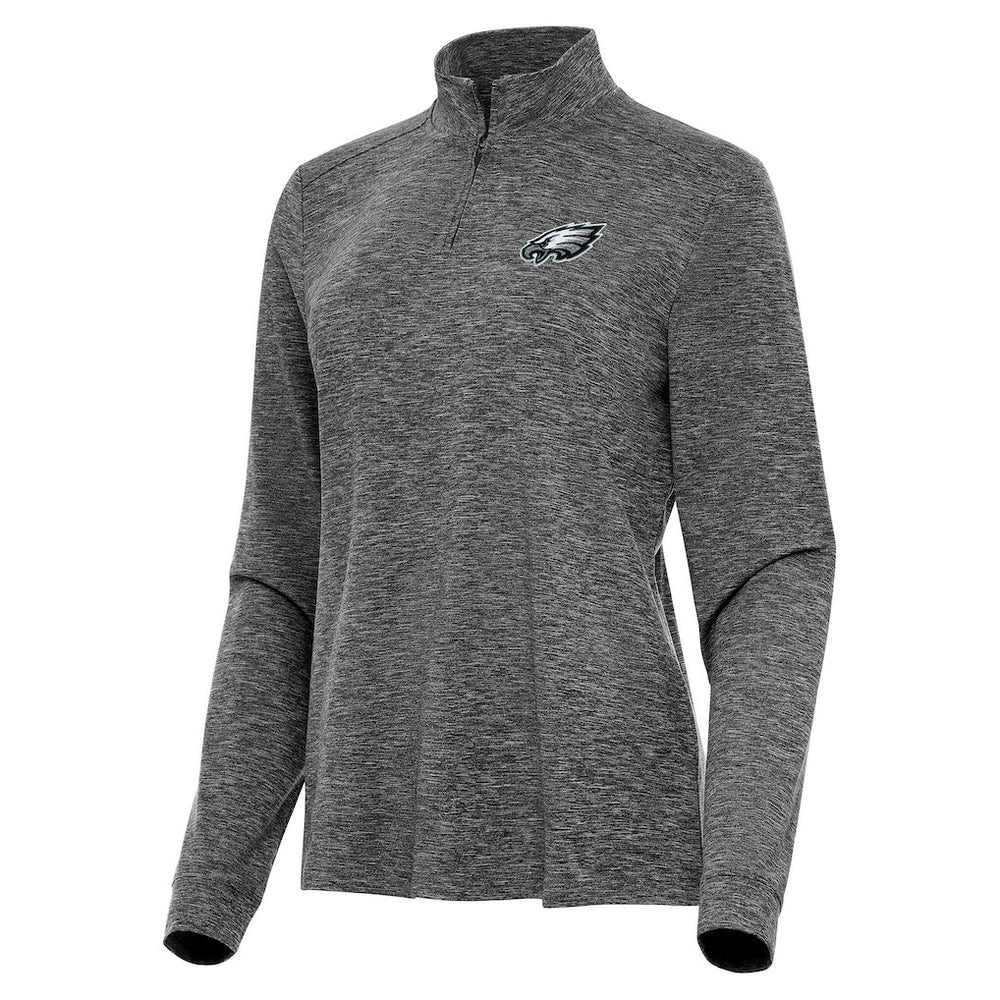 Philadelphia Eagles Antigua Women's Mentor Quarter-Zip Jacket Heather Black - NFL