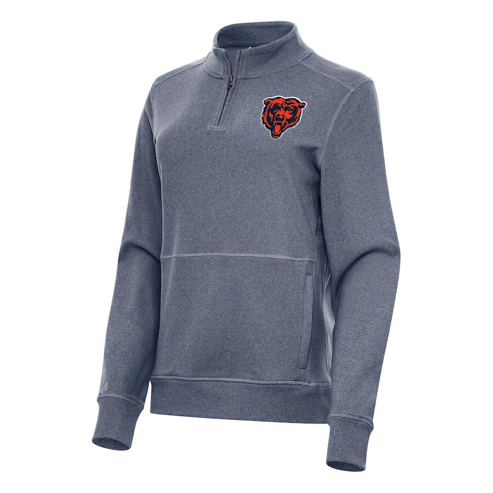 Chicago Bears Antigua Women's Crush Quarter-Zip Jacket Heather Navy - NFL