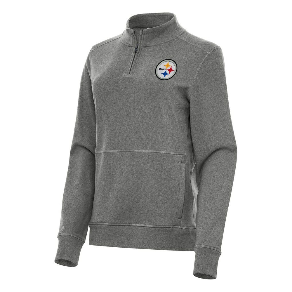 Pittsburgh Steelers Antigua Women's Crush Quarter-Zip Jacket Heather Black - NFL