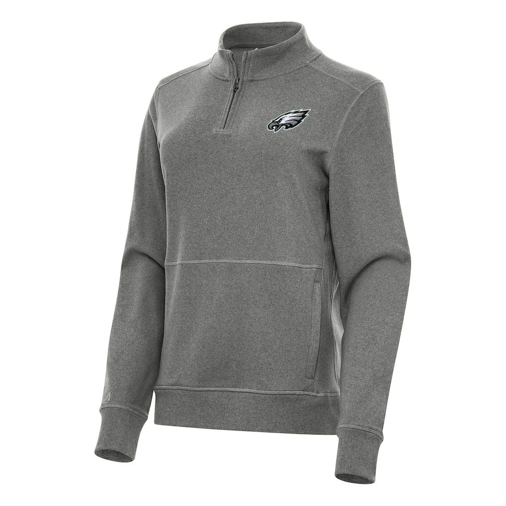 Philadelphia Eagles Antigua Women's Crush Quarter-Zip Jacket Heather Black - NFL