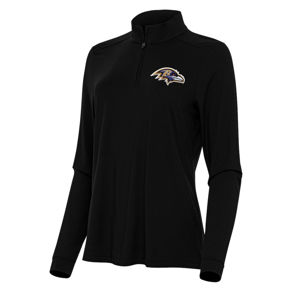 Baltimore Ravens Antigua Women's Intent Quarter-Zip Sweatshirt Black - NFL
