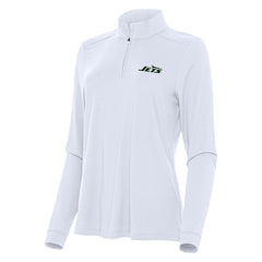 New York Jets Antigua Women's Intent Quarter-Zip Sweatshirt White - NFL