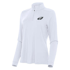Philadelphia Eagles Antigua Women's Intent Quarter-Zip Sweatshirt White - NFL