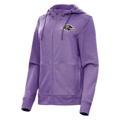 Baltimore Ravens Antigua Women's Seeker Full-Zip Hoodie Jacket Heather Purple - NFL