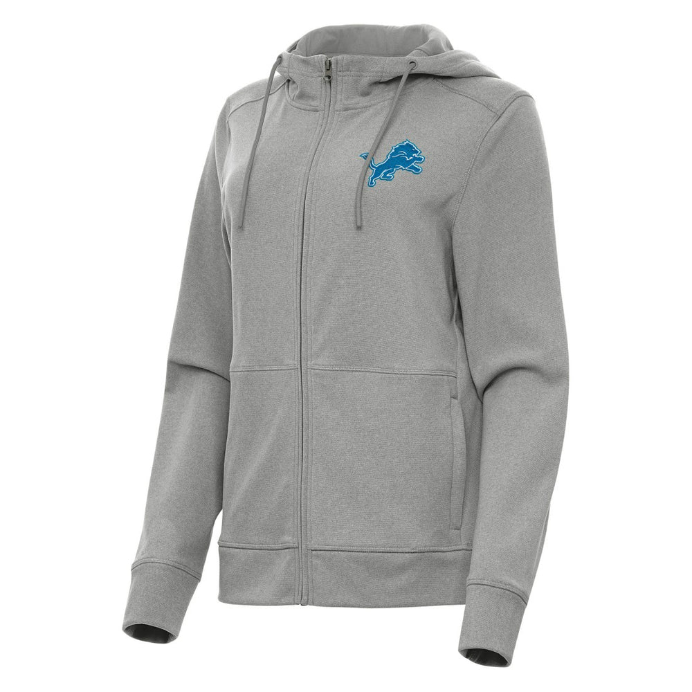 Detroit Lions Antigua Women's Seeker Full-Zip Hoodie Jacket Heather Gray - NFL