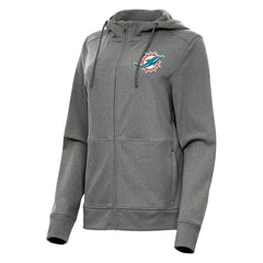 Miami Dolphins Antigua Women's Seeker Full-Zip Hoodie Jacket Heather Charcoal - NFL