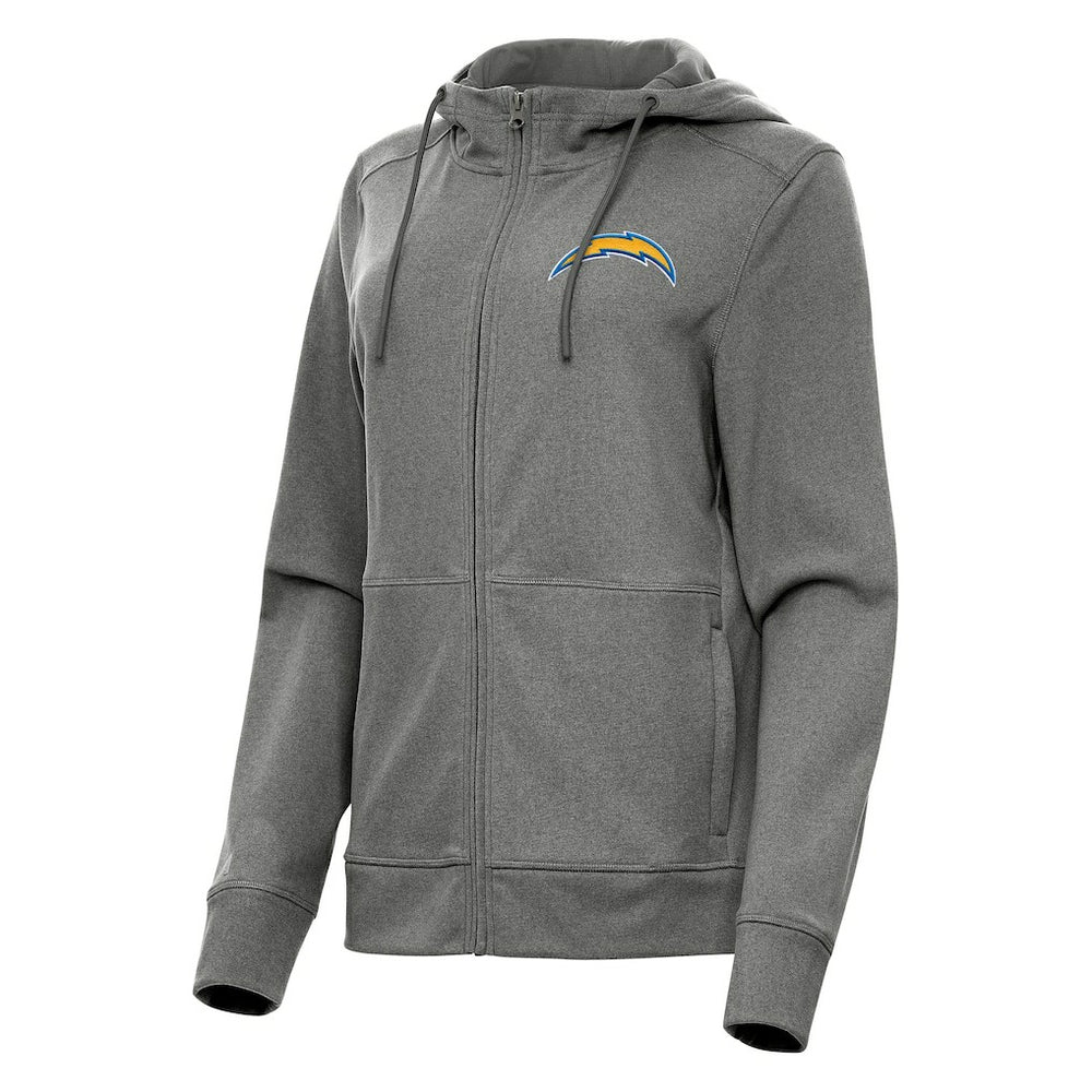 Los Angeles Chargers Antigua Women's Seeker Full-Zip Hoodie Jacket Heather Charcoal - NFL