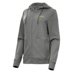 Los Angeles Chargers Antigua Women's Seeker Full-Zip Hoodie Jacket Heather Charcoal - NFL
