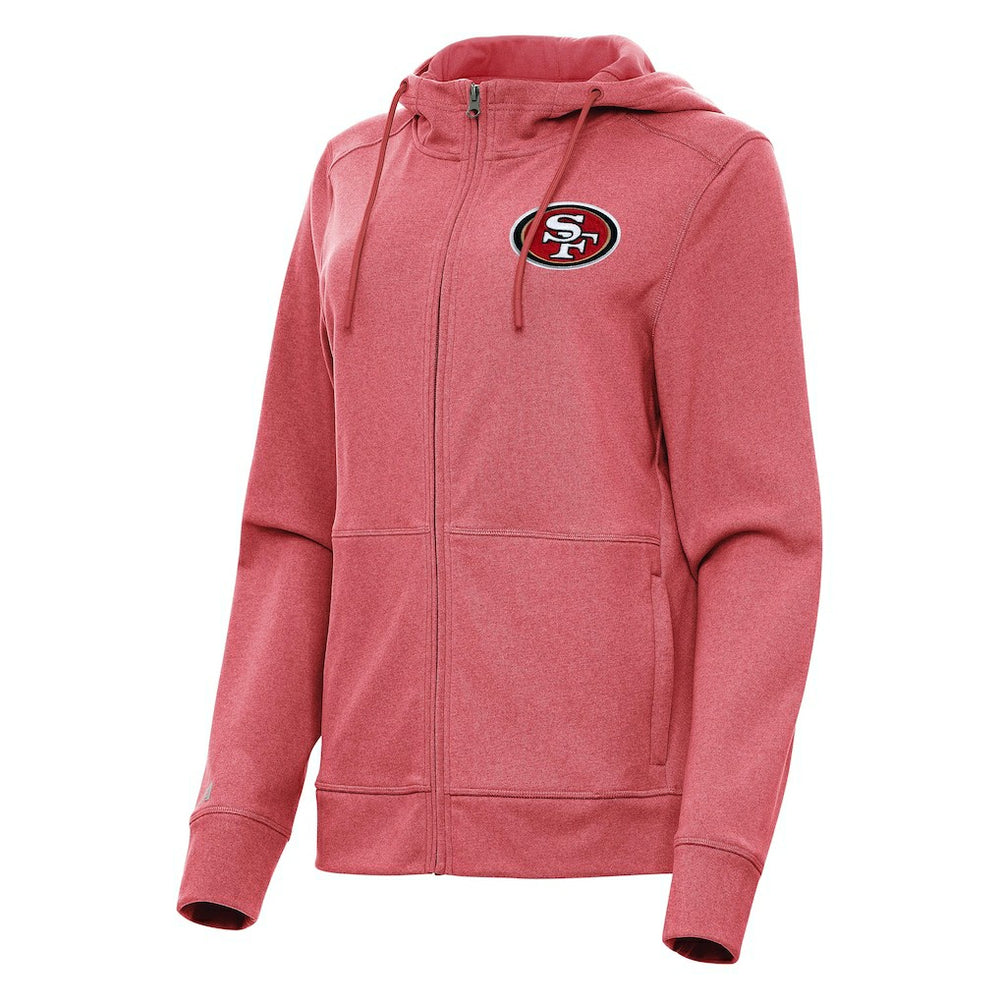 San Francisco 49ers Antigua Women's Seeker Full-Zip Hoodie Jacket Heather Scarlet - NFL